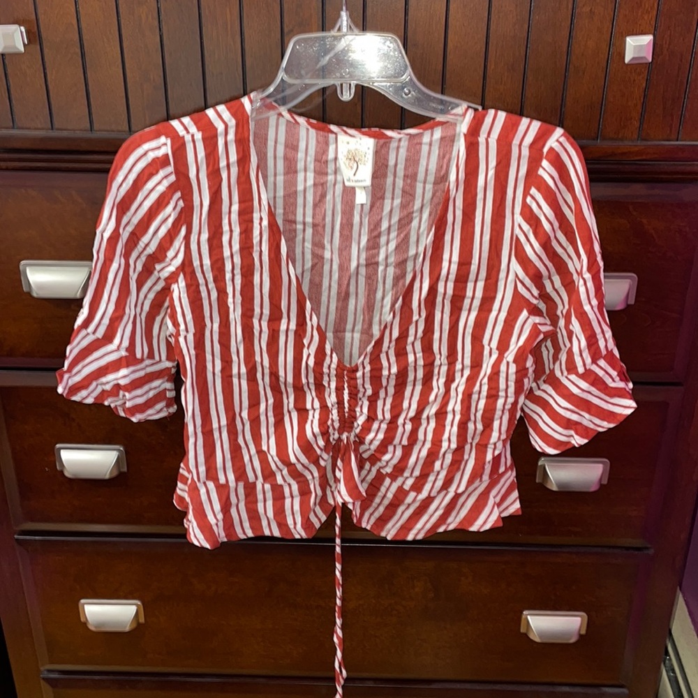 Striped Burnt Orange Blouse 🧡